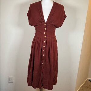 Free People Rust Button-Down Dress